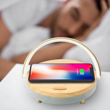 Wireless Charging Table Lamp | Bluetooth Speaker with Dimmable Light