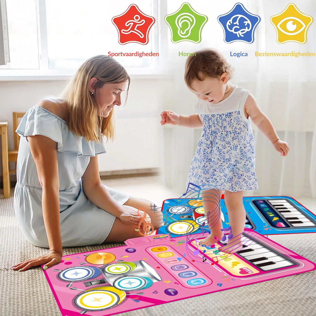 Musical Playmat with Piano and Drum | 2-in-1 Non-Slip Interactive Mat