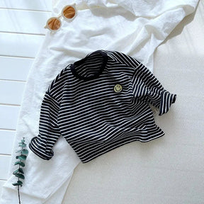 Children's Striped Shirt | Soft Cotton with Smiley Patch