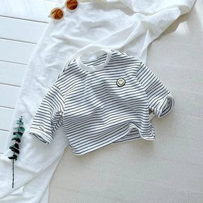 Children's Striped Shirt | Soft Cotton with Smiley Patch