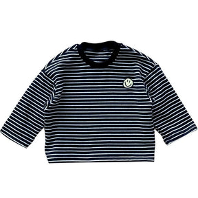 Children's Striped Shirt | Soft Cotton with Smiley Patch