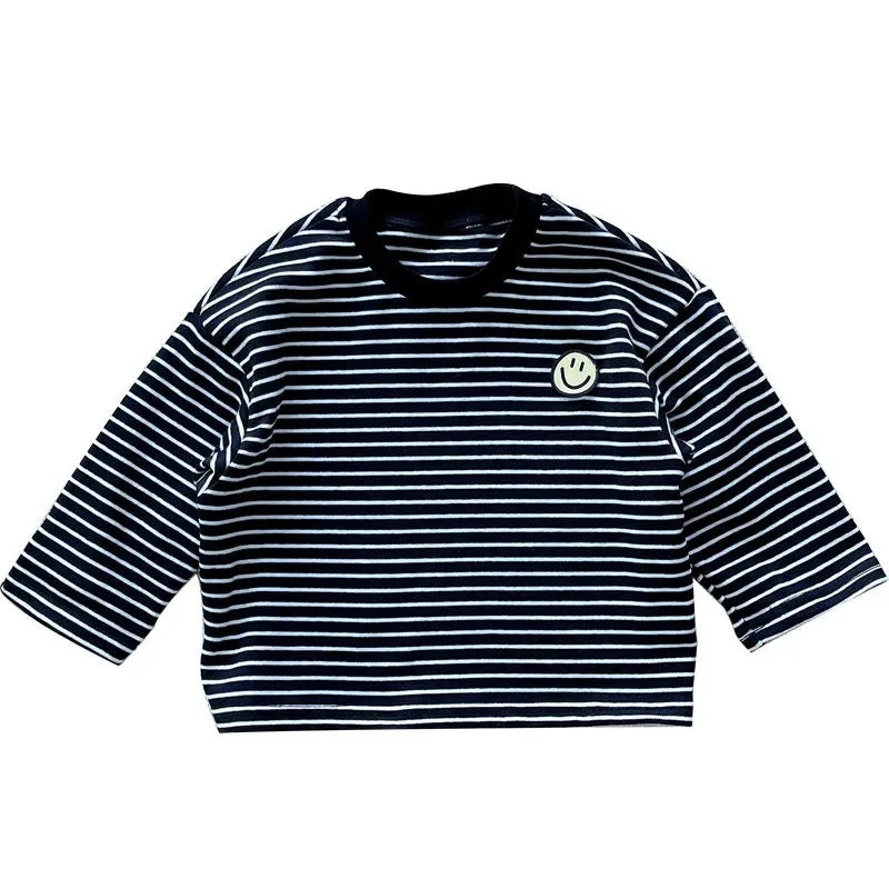 Children's Striped Shirt | Soft Cotton with Smiley Patch