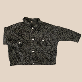 Kids Leopard Print Denim Jacket | Stylish Cotton Outerwear for Ages 0-8