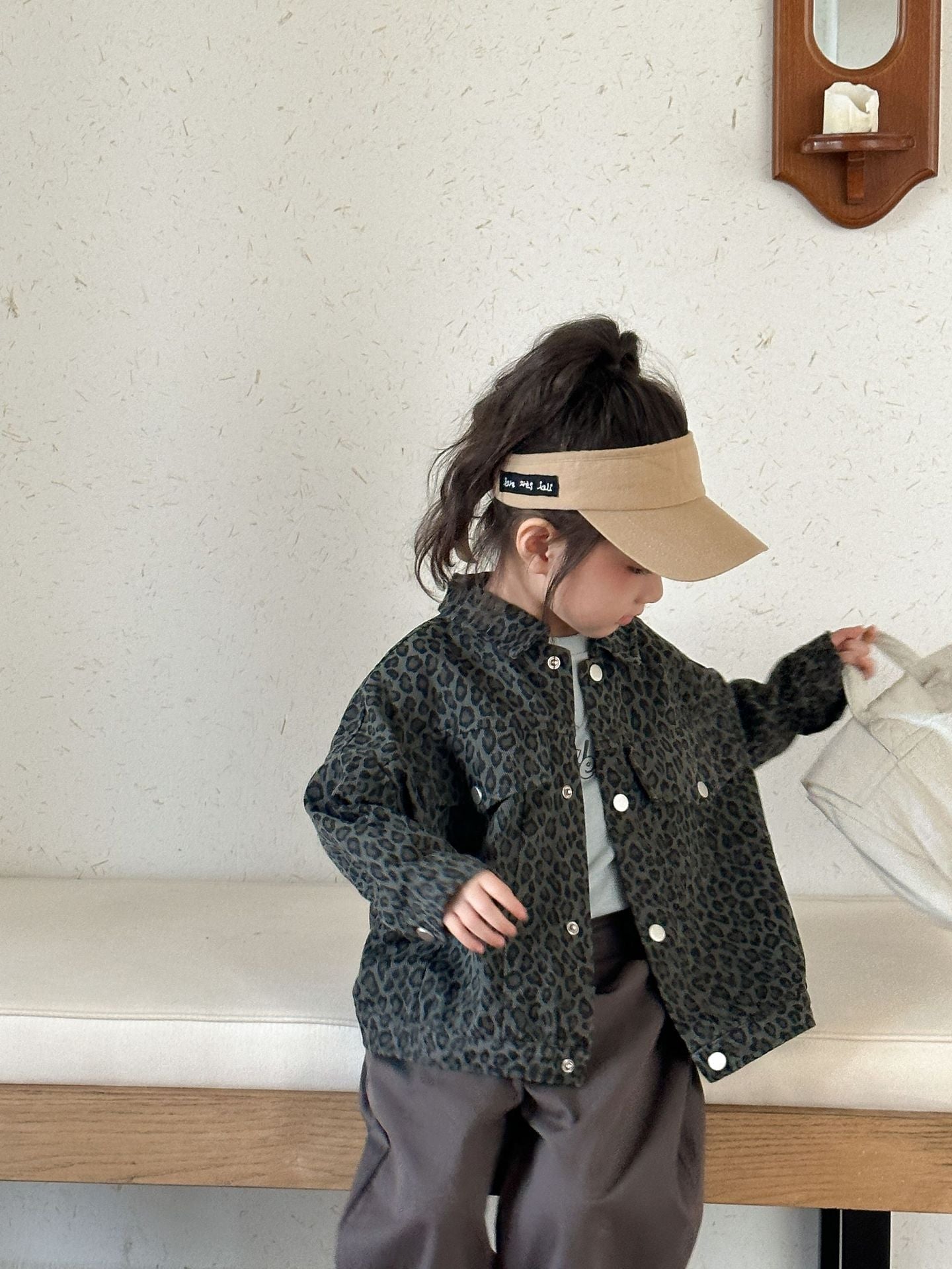Kids Leopard Print Denim Jacket | Stylish Cotton Outerwear for Ages 0-8