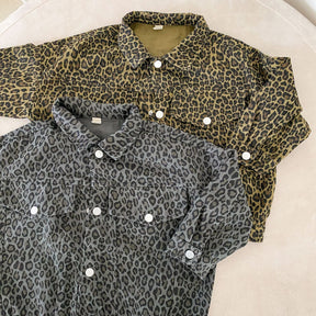 Kids Leopard Print Denim Jacket | Stylish Cotton Outerwear for Ages 0-8