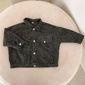 Kids Leopard Print Denim Jacket | Stylish Cotton Outerwear for Ages 0-8