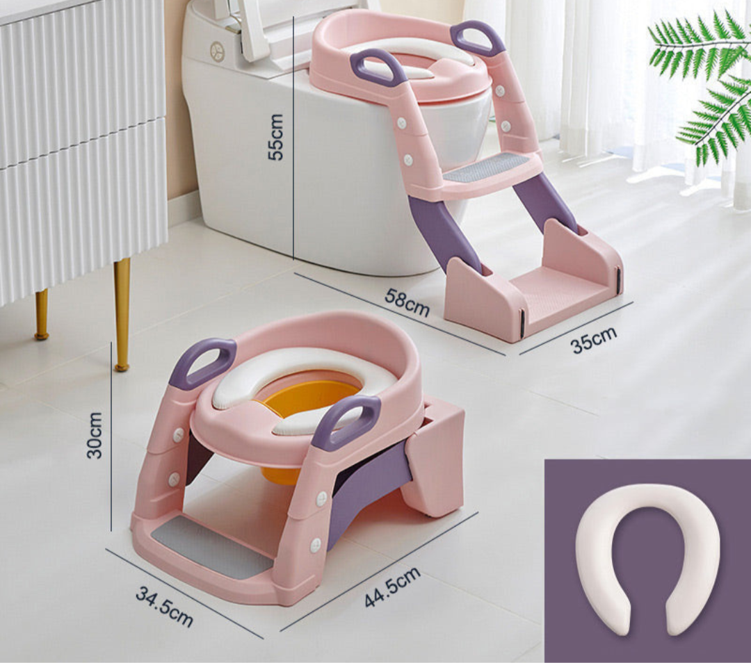 Toddler Toilet Training Seat | Adjustable Safe Plastic with Steps