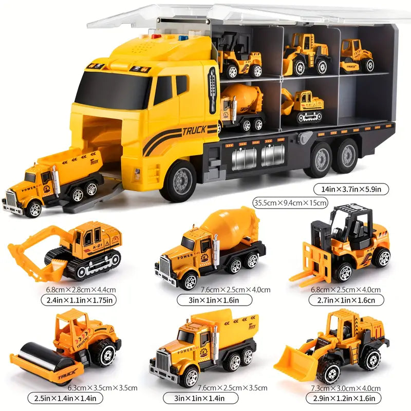 Construction Vehicle Playset | Portable Case for Creative Adventures