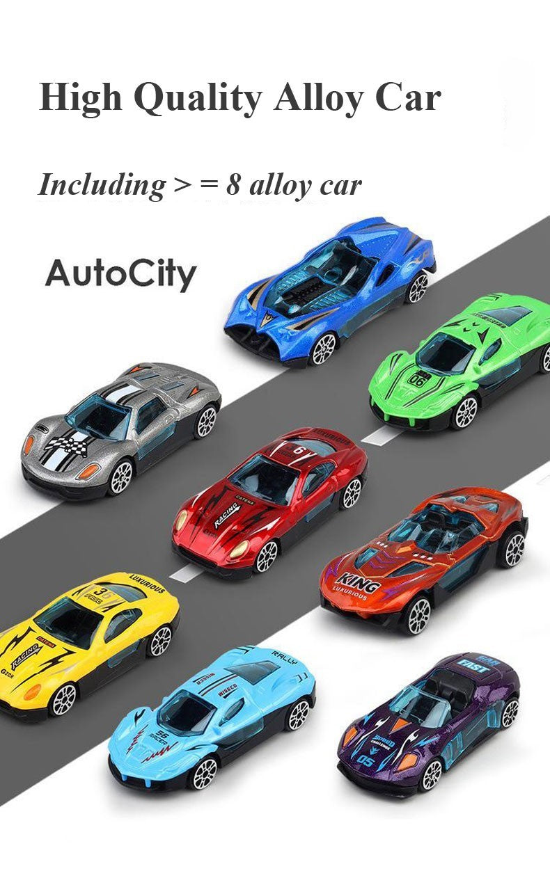 Toy Car Transporter Truck | Includes 8 Miniature Vehicles