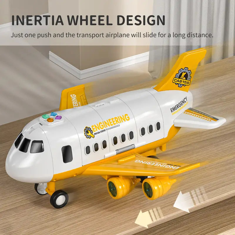 Transport Aircraft Toy Set | 6 Die-Cast Vehicles with Lights