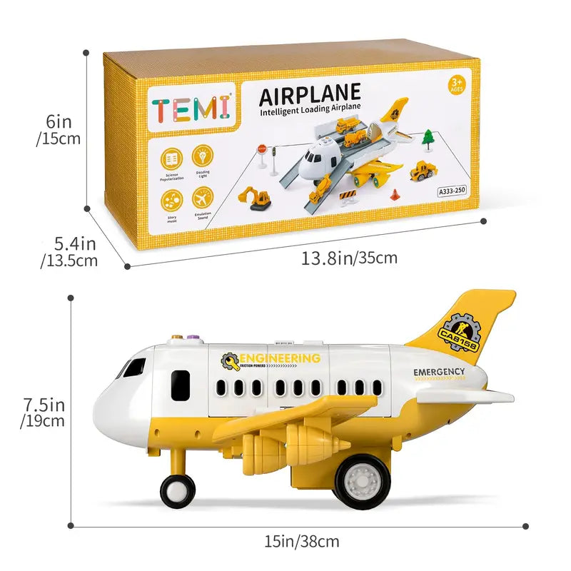 Transport Aircraft Toy Set | 6 Die-Cast Vehicles with Lights