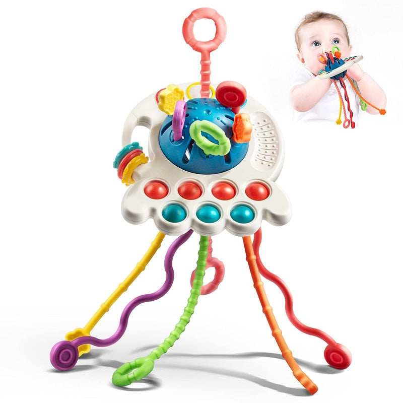 Baby Sensory Pull Toy | Textured Cords and Colorful Buttons