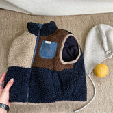 Unisex Kids Bodywarmer Gilet | Soft Sherpa Fleece with Denim Details