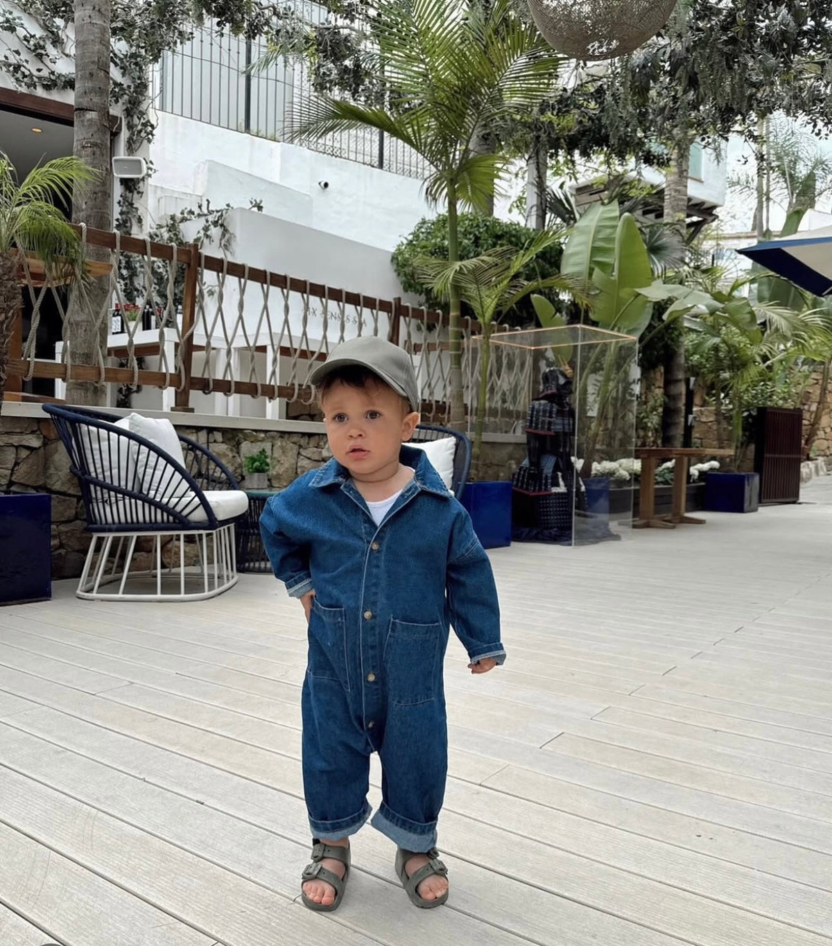 Unisex Denim Overalls for Toddlers | Light Blue Breathable Cotton Design