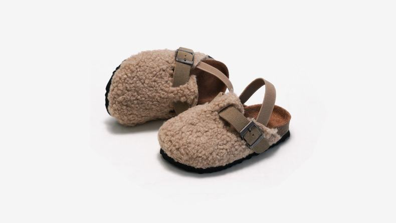 Kids' Sheep Wool Slip-Ons | Comfortable Beige/Brown Design