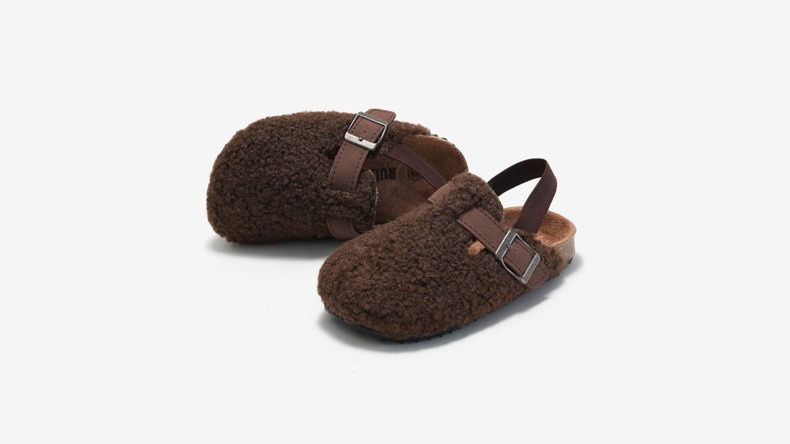 Kids' Sheep Wool Slip-Ons | Comfortable Beige/Brown Design