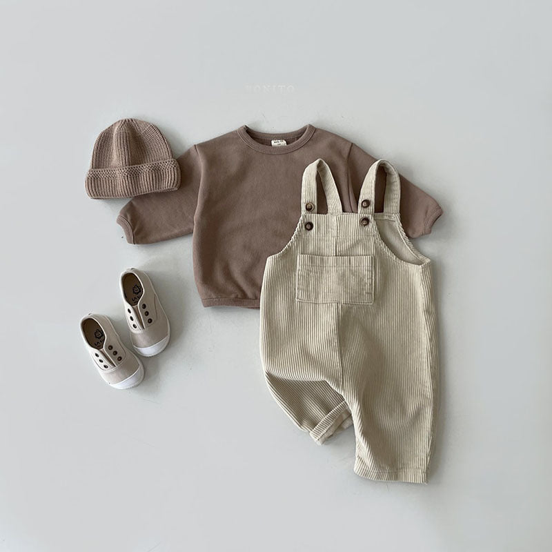 Cotton Kids Overalls | Adjustable Straps in Black, Brown, Beige