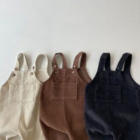 Cotton Kids Overalls | Adjustable Straps in Black, Brown, Beige