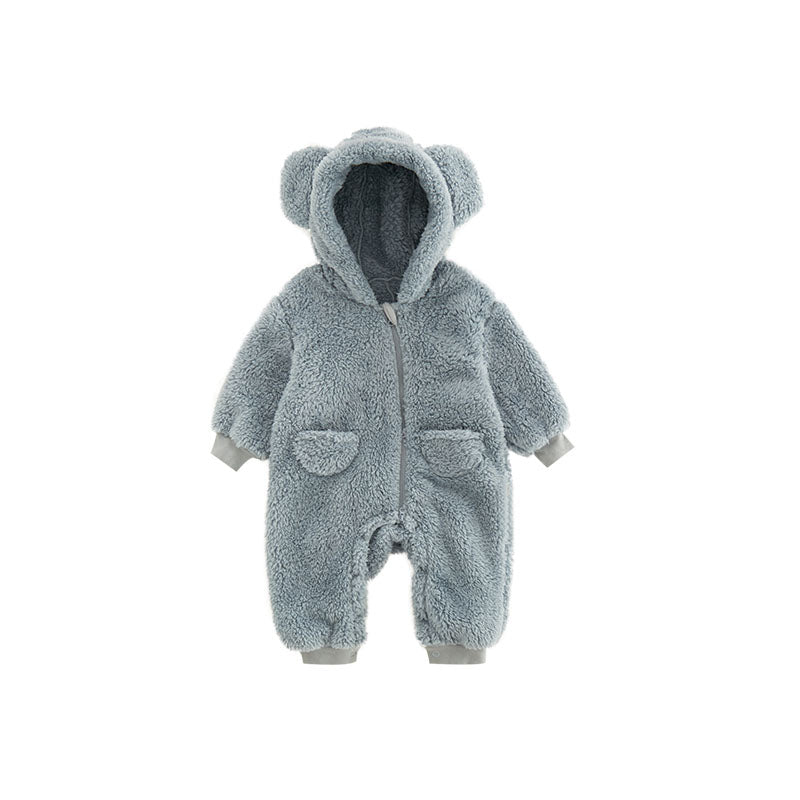 Baby Fleece Romper | Soft Warm Animal Print Design