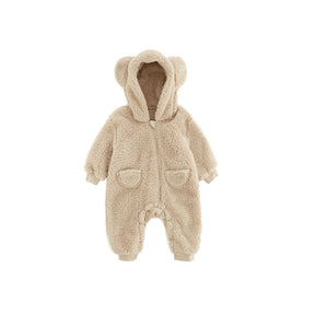Baby Fleece Romper | Soft Warm Animal Print Design