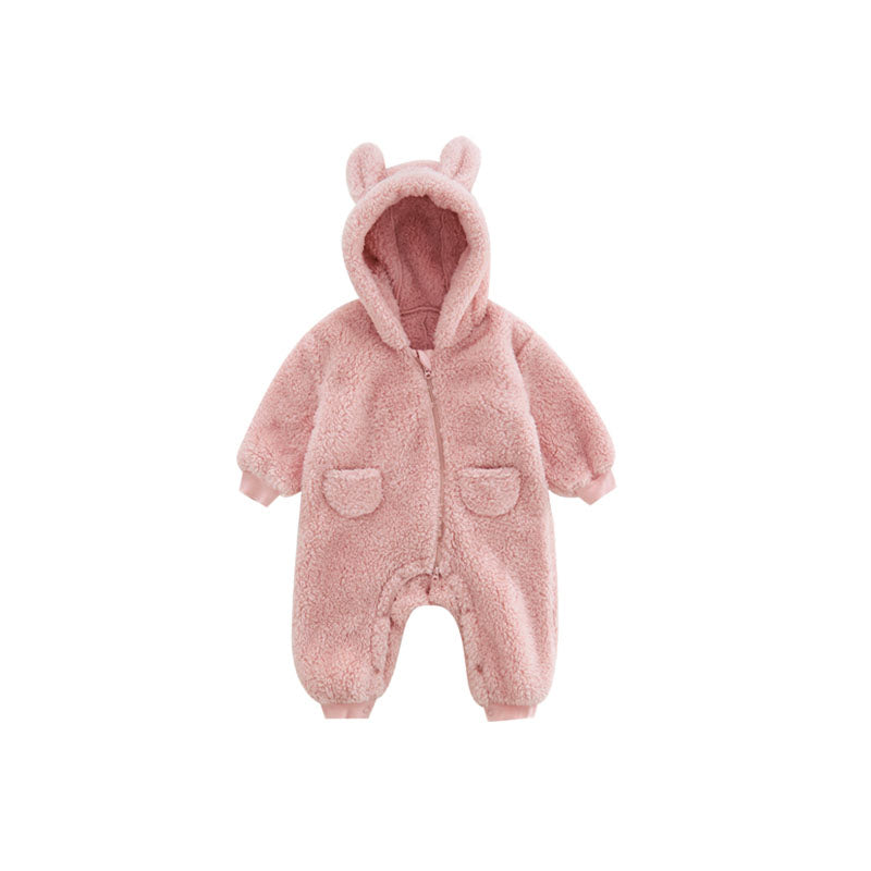 Baby Fleece Romper | Soft Warm Animal Print Design