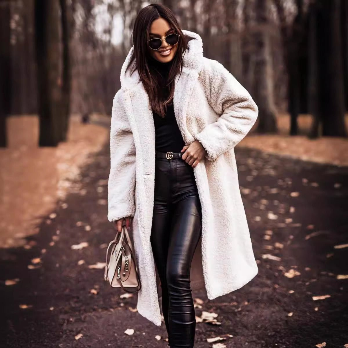 Hooded Wool Winter Coat | Oversized Full-Length Design with Button Closure