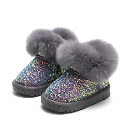 Kids Winter Glitter Boots | Warm Fleece Lining, Easy Wear