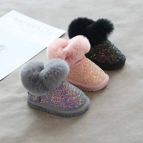 Kids Winter Glitter Boots | Warm Fleece Lining, Easy Wear