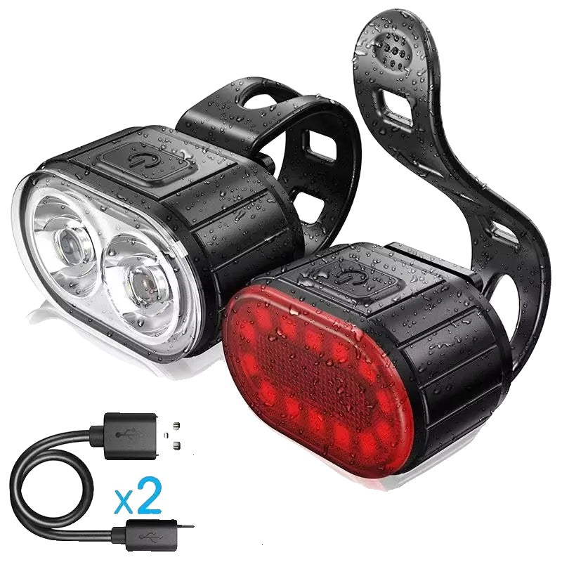 Waterproof Bike Lights Set | USB Rechargeable Super Bright Illumination
