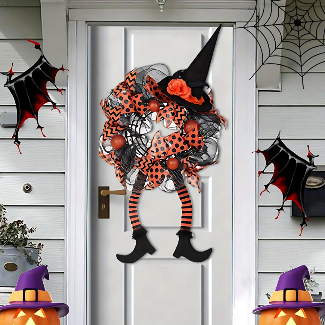 Halloween Witch Wreath | Whimsical Mesh Ribbon Design