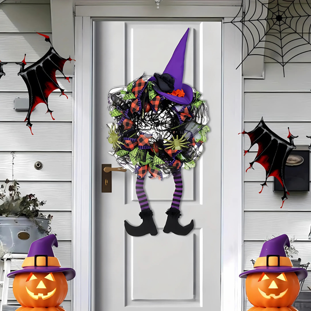 Halloween Witch Wreath | Whimsical Mesh Ribbon Design