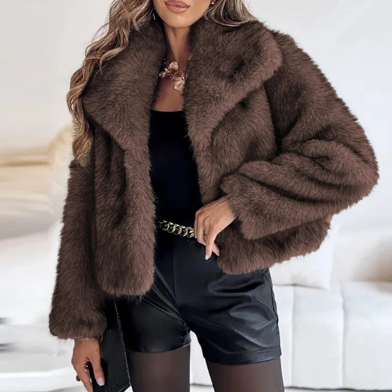Faux Fur Short Jacket | Lightweight Warm Winter Outerwear