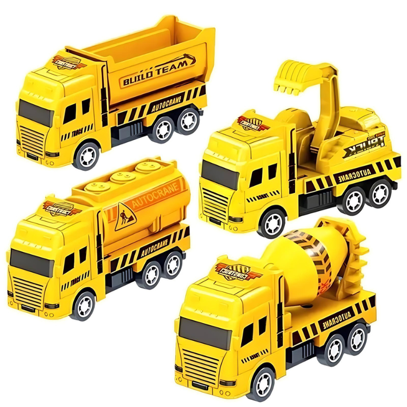Friction Construction Trucks Set | Stimulates Imagination and Active Play