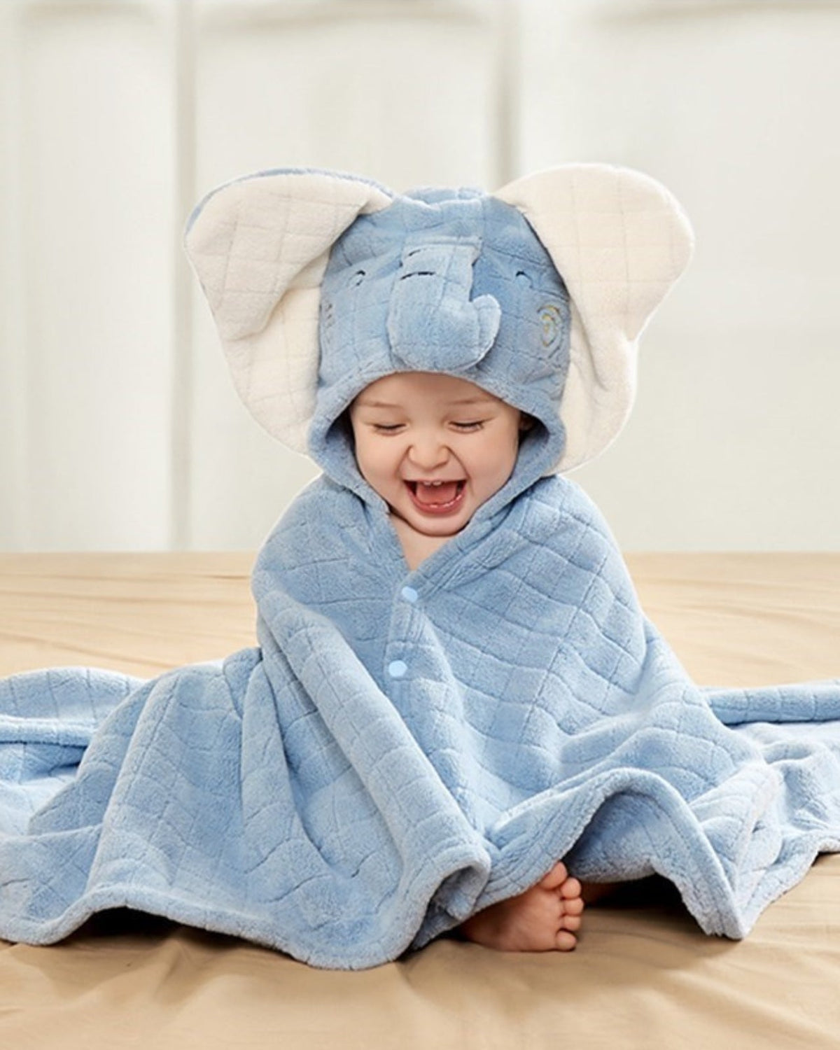 Baby Bath Cape | Soft Pure Cotton Elephant Design
