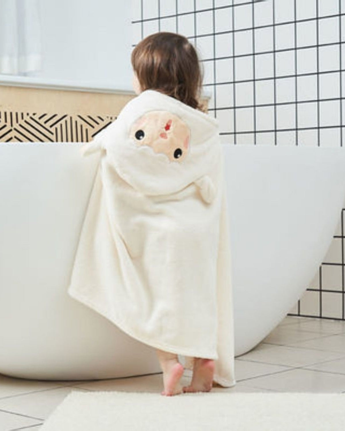 Children's Bath Cape | Soft White Sheep Design