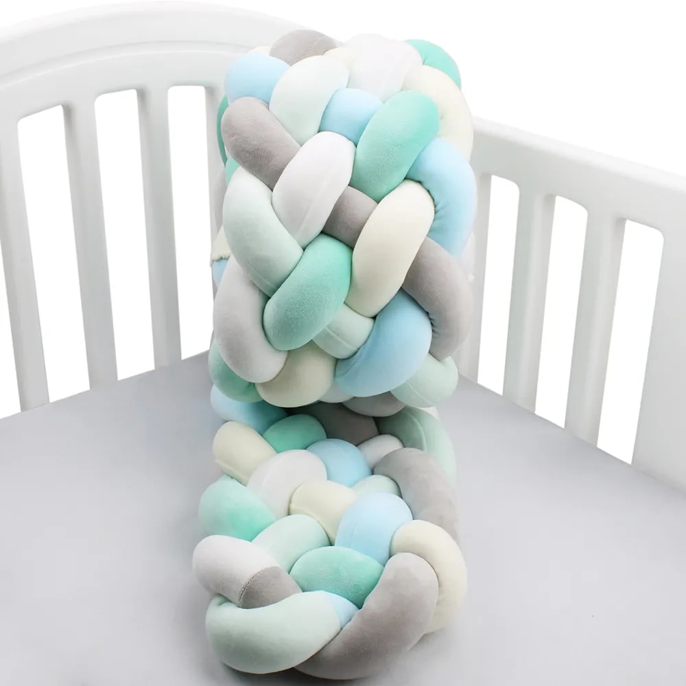 Large Braided Crib Bumper | Soft, Safe, and Stylish Design
