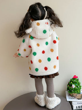 Baby Girls' Lambswool Jacket | Cute Cartoon Dinosaur Design