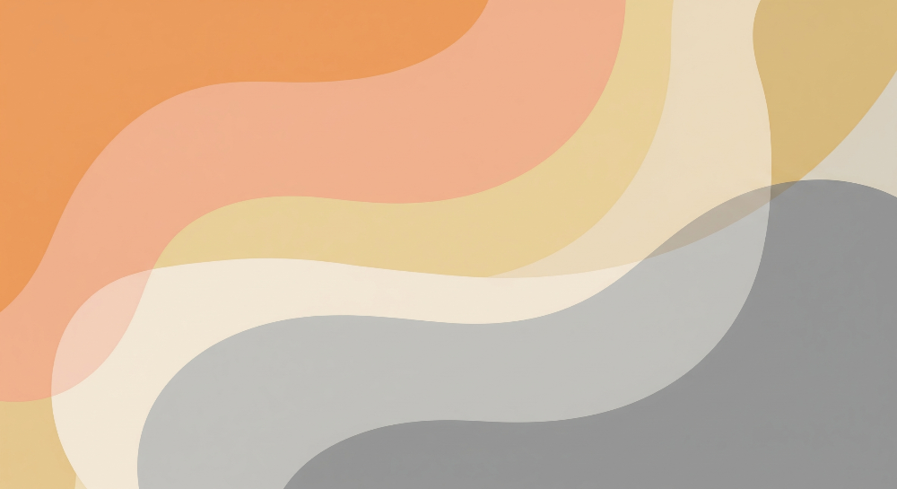 Flat artwork of the Kids-Mundo abstract swirl wall mural design in orange, peach and grey