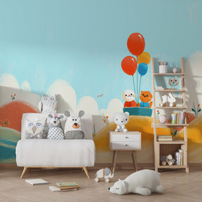 Animal boat adventure mural wallpaper transforming children's playroom space