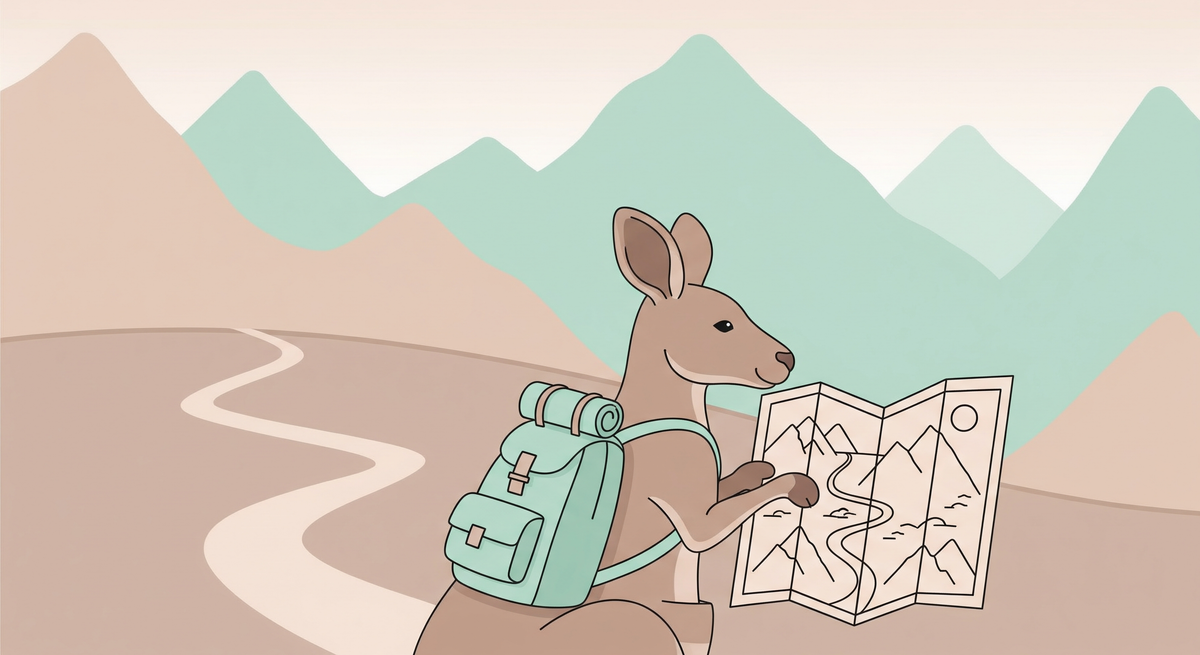 Adventurous Kangaroo with a Map Wall Mural