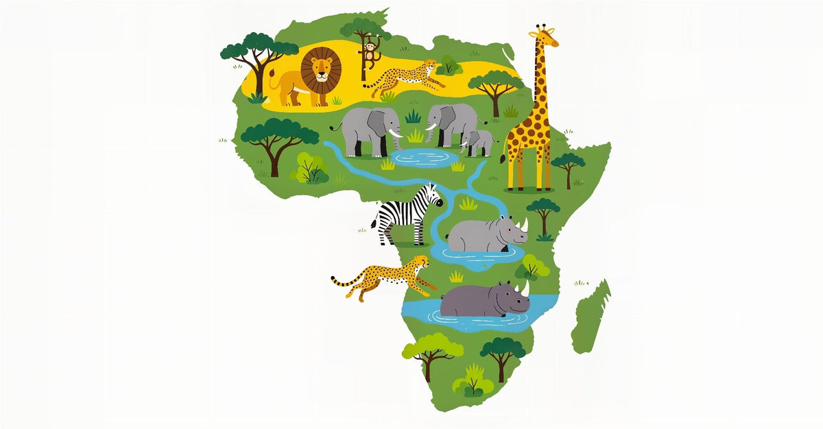 Africa Jungle Animals Map Wall Mural