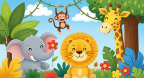 Detailed African animals mural wallpaper design pattern showing safari creatures by Kids-Mundo