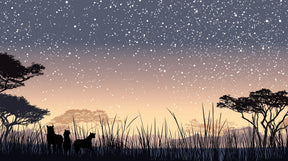 Detailed African safari mural wallpaper design pattern with starry Serengeti scene by Kids-Mundo