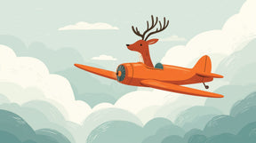 Detailed airplane adventure mural wallpaper design pattern with deer pilot by Kids-Mundo
