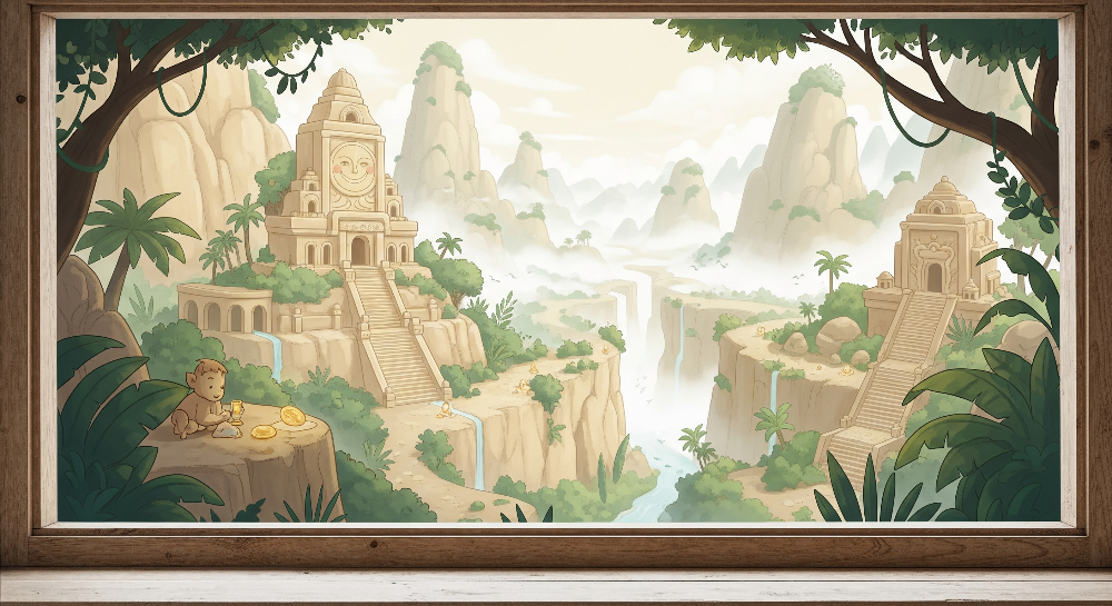 Ancient Jungle Temple Wall Mural
