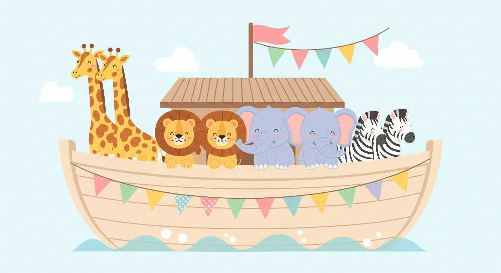 Noah's Ark Animal Parade Wall Mural