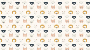 Detailed animal faces mural wallpaper design pattern showing colorful animal heads by Kids-Mundo