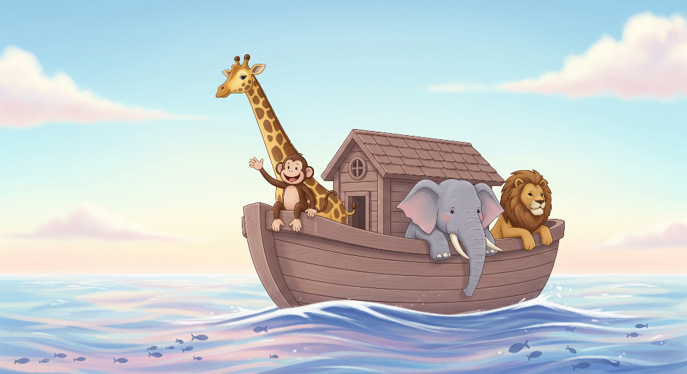 Animal Friends Sailing the Ocean Wall Mural