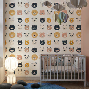 Adorable animal wallpaper creating cozy woodland atmosphere in children's bedroom