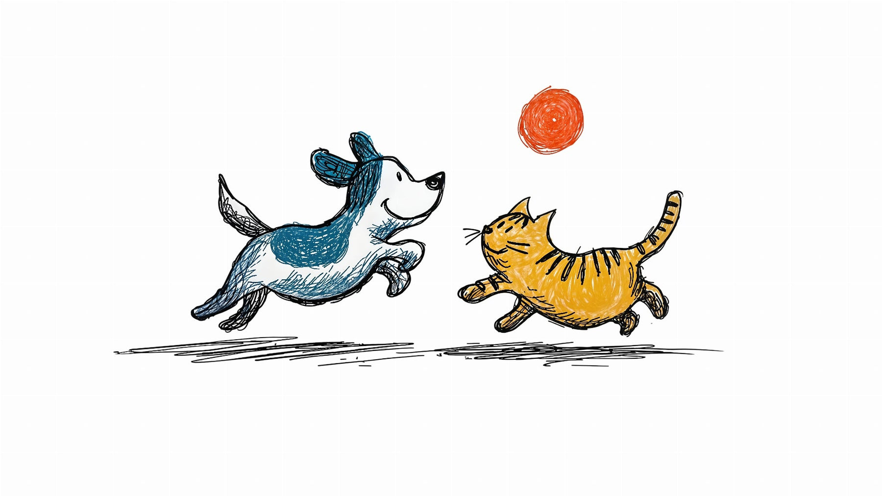 Detailed dog and cat mural wallpaper design pattern with sketch-style illustration by Kids-Mundo